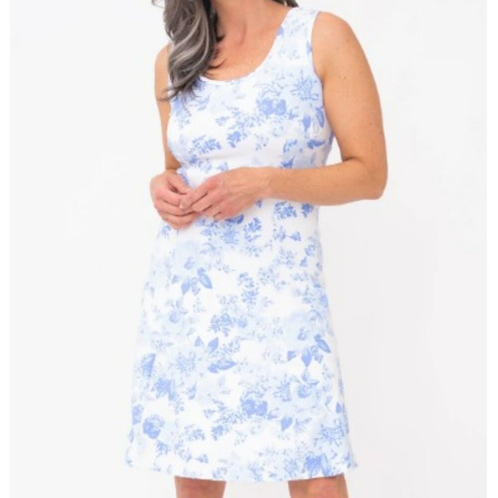 Mahi Gold Perfect Tank Flowers for Evelyn‎ in Sky Blue White Dress Size S